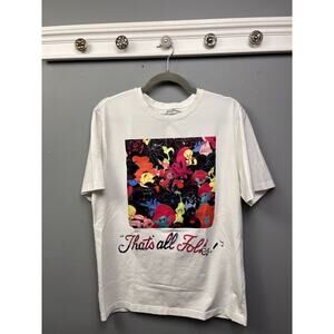 Looney Tunes Shirt Adult Large White Bug Bunny Taz Cartoons Thats All‎ Folks